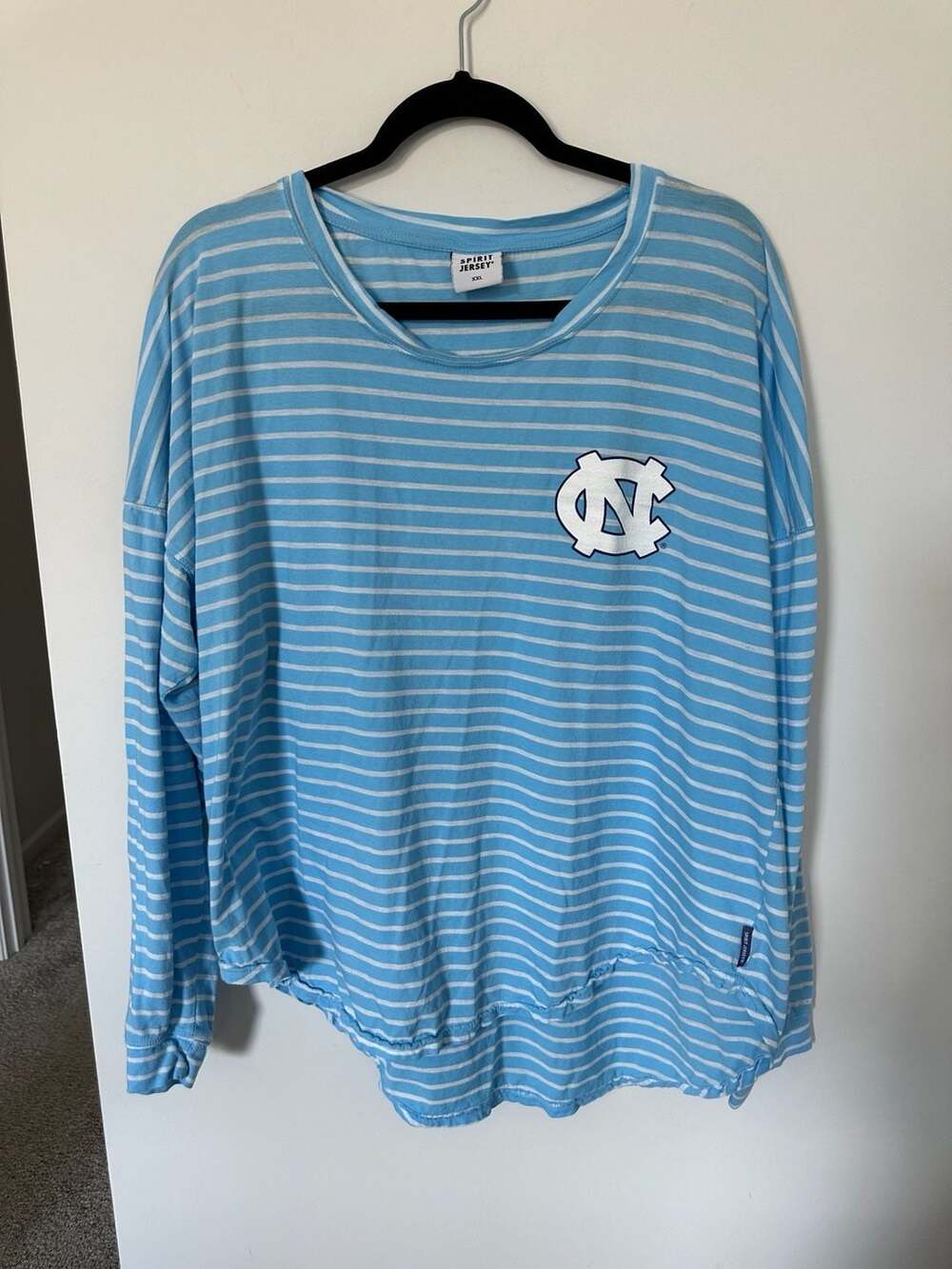 Spirit Jersey North Carolina Tar Heels UNC Blue and White Striped Long Sleeve Sp